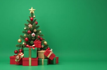 Fototapeta premium New Year's decor in a photo studio in gray and white colors. A snow-white tree, gifts and lanterns, defocus. sofa and snow. Location for a photo shoot. Christmas