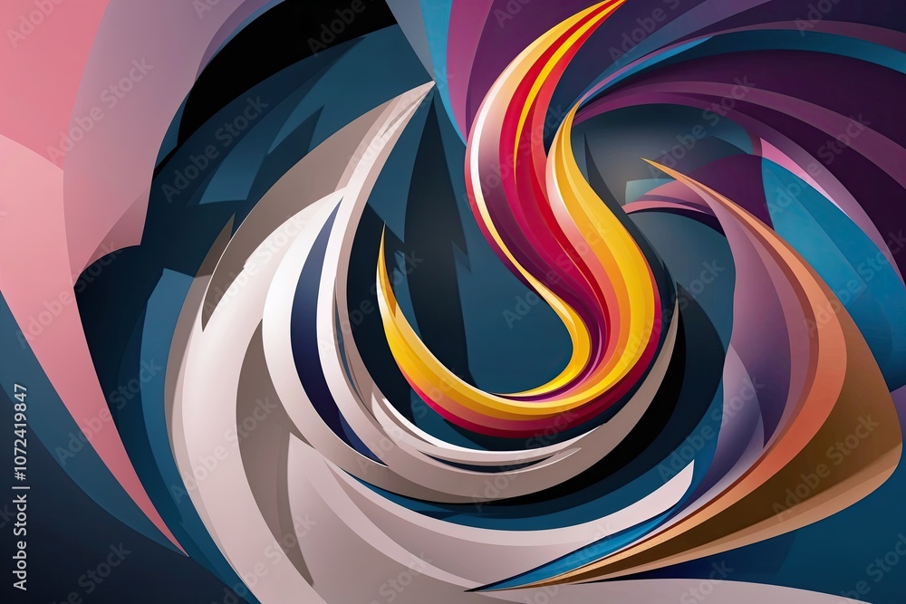 Poster three dimensional dynamic abstract patterns with lush shadow backgrounds