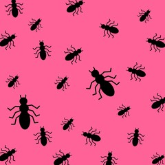 Seamless pattern of ants silhouette. Ants pattern background