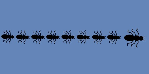 Line of ants silhouette pattern. Seamless pattern of ants silhouette. Ants pattern background