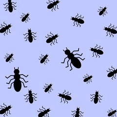 Seamless pattern of ants silhouette