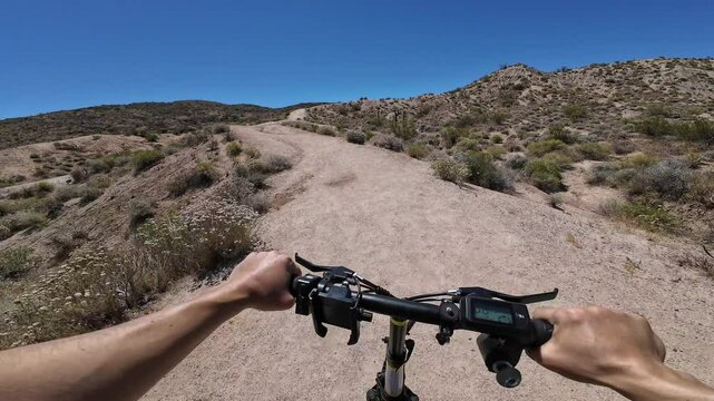 Mountain Bike POV Mojave Desert Canyon Uphill 2 Cycling in California USA