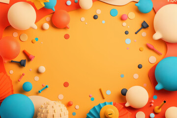 Abstract Colorful Shapes on Orange Background.