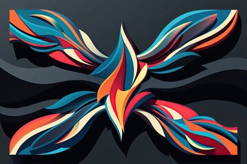 Obraz premium Vibrant Abstract Patterns with Deep Shadow Background in 3D Design