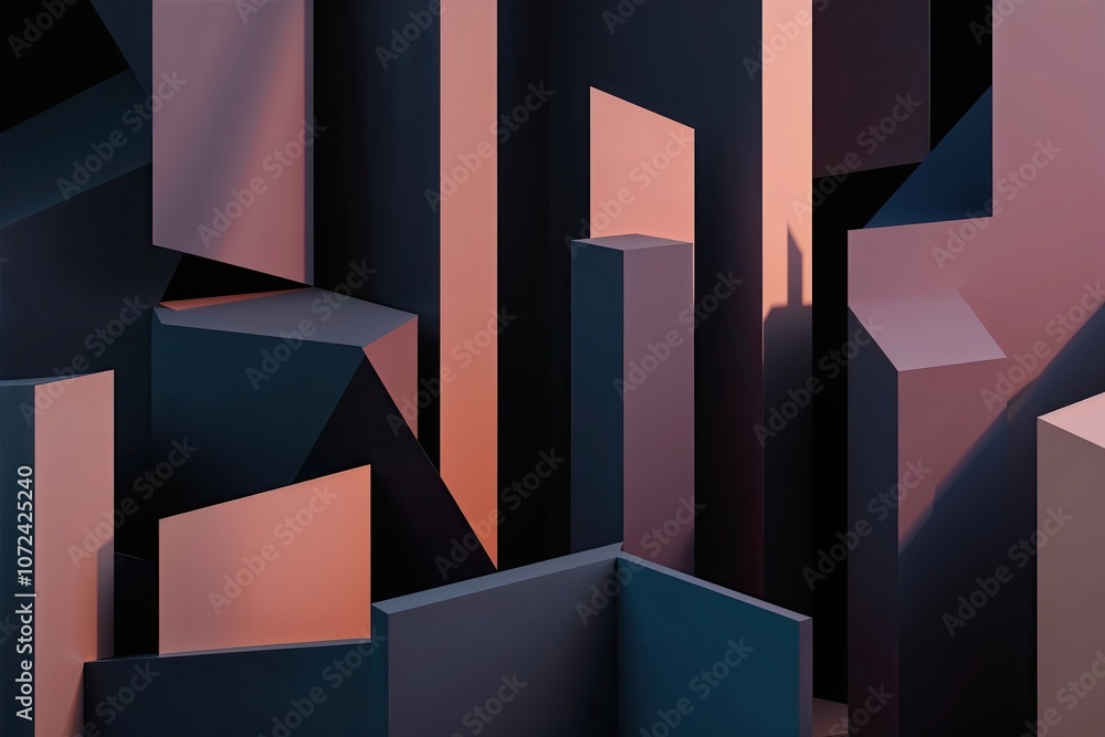 Aufkleber captivating abstract 3d shape fragmentation in dark color palettes