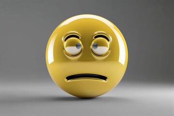 Yellow 3D Facepalm Emoticon with Baffled Expression for Reflective Display