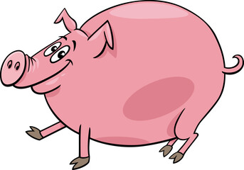 happy cartoon pig farm animal character