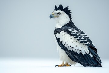 Fototapeta premium Majestic harpy eagle in snowy habitat captures the essence of wilderness elegance
