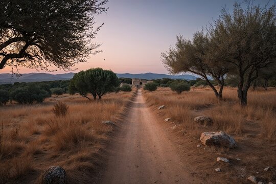 Enchanting Forest Trail to an Abandoned Mediterranean Civilization at Sunrise