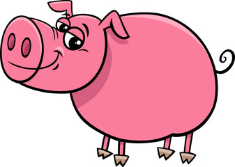 happy pig animal character cartoon illustration