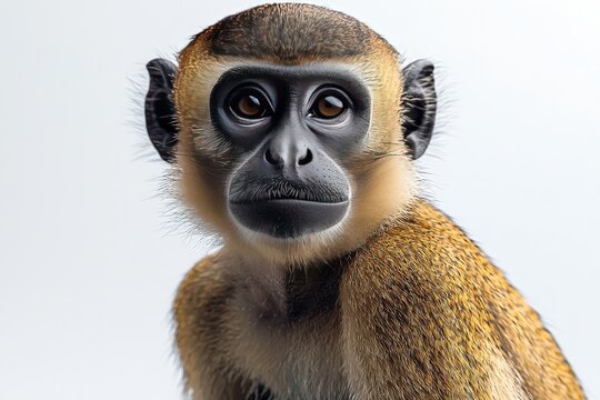 Captivating portrait of a curious guenon monkey with expressive eyes