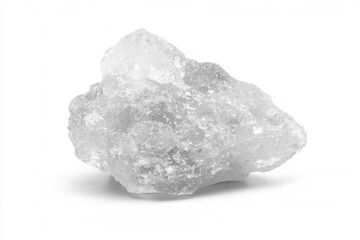 Close-up view of single quartz crystal on white background