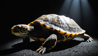 Obraz premium turtle, perfect lighting, spot light with dark background