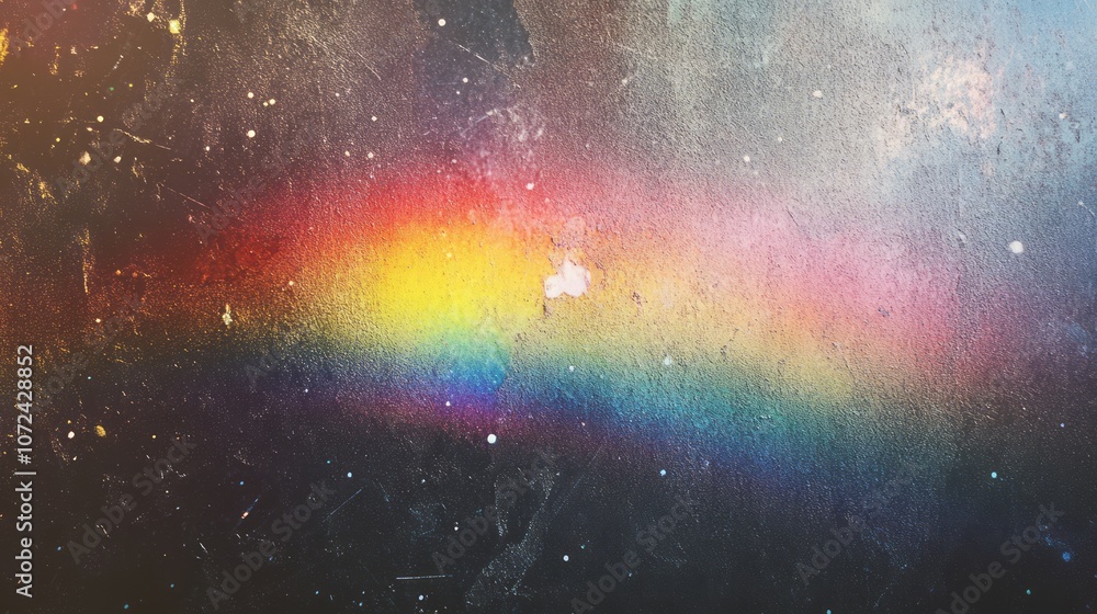 Poster abstract rainbow pattern on a textured surface with speckles