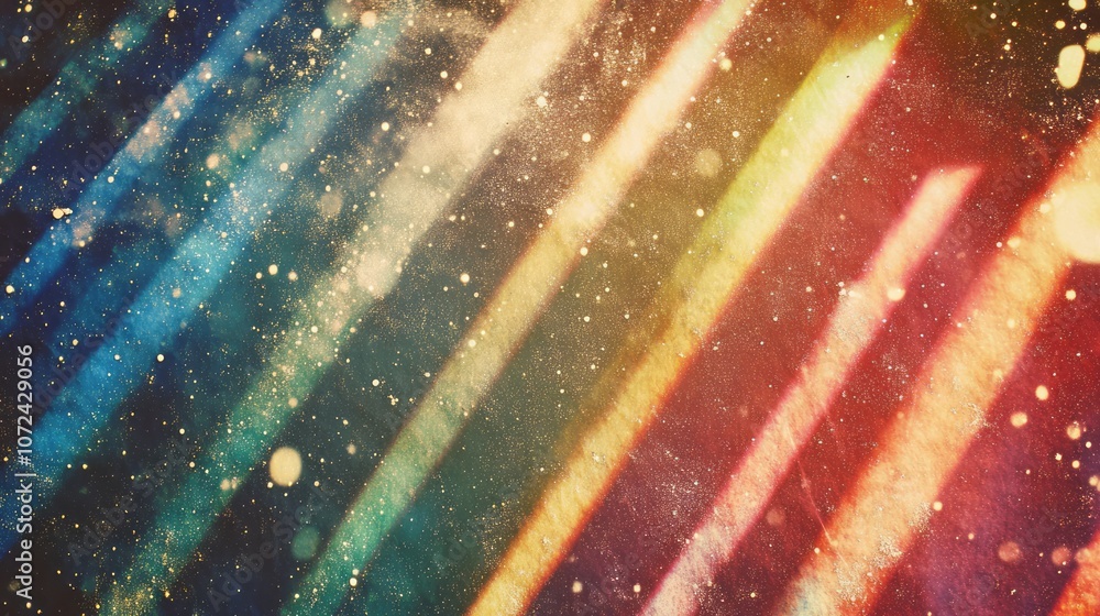 Poster abstract background with diagonal lines, glitter, and bokeh effects
