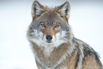 Fototapeta premium Majestic coyote standing in snowy landscape