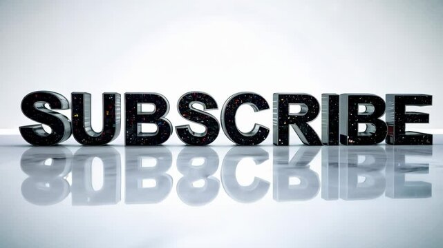 The word "subscribe" is written in black letters on a white background. The letters are made up of smaller blocks, giving the word a unique and artistic appearance