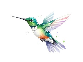 Obraz premium Hummingbird bird watercolor illustration clipart isolated on background