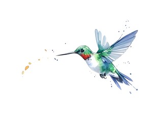 Obraz premium Hummingbird bird watercolor illustration clipart isolated on background