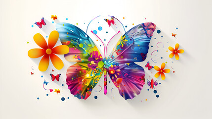 Fototapeta premium Happy new year 2025 colorful flower butterfly design 