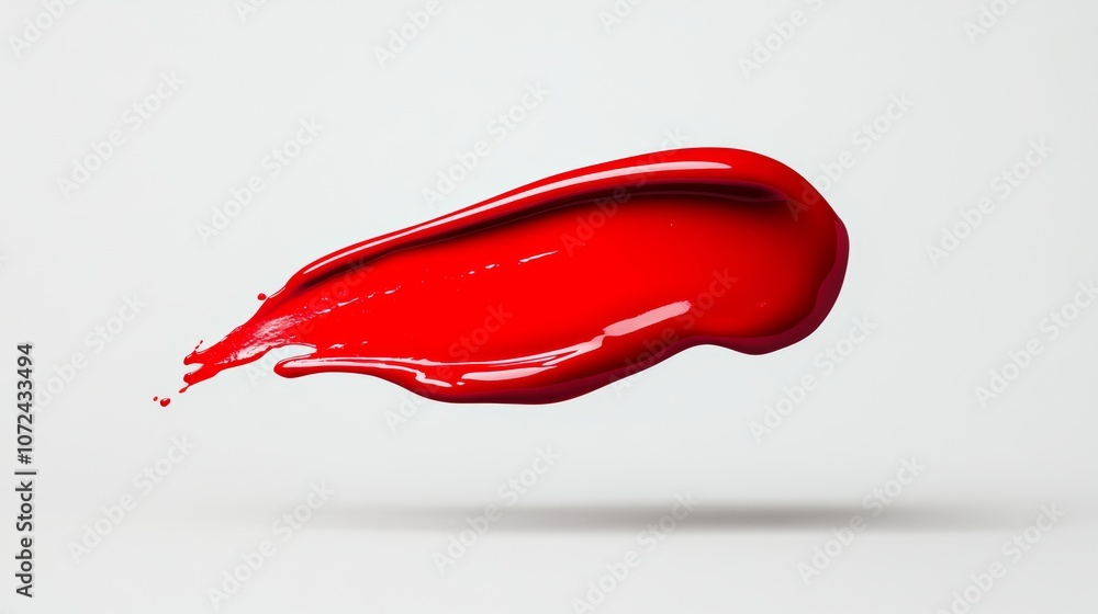 Poster red brush stroke is shown in the air, with the brushstroke extending from the left side of the image
