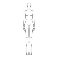 Female Fashion Figure Flat Sketch - Front View
