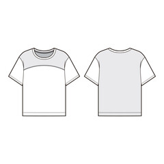 Contrast Panel Cropped T-shirt Mockup - Front and Back View
