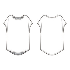 Batwing Sleeve Relaxed Fit T-shirt Mockup - Front and Back View
