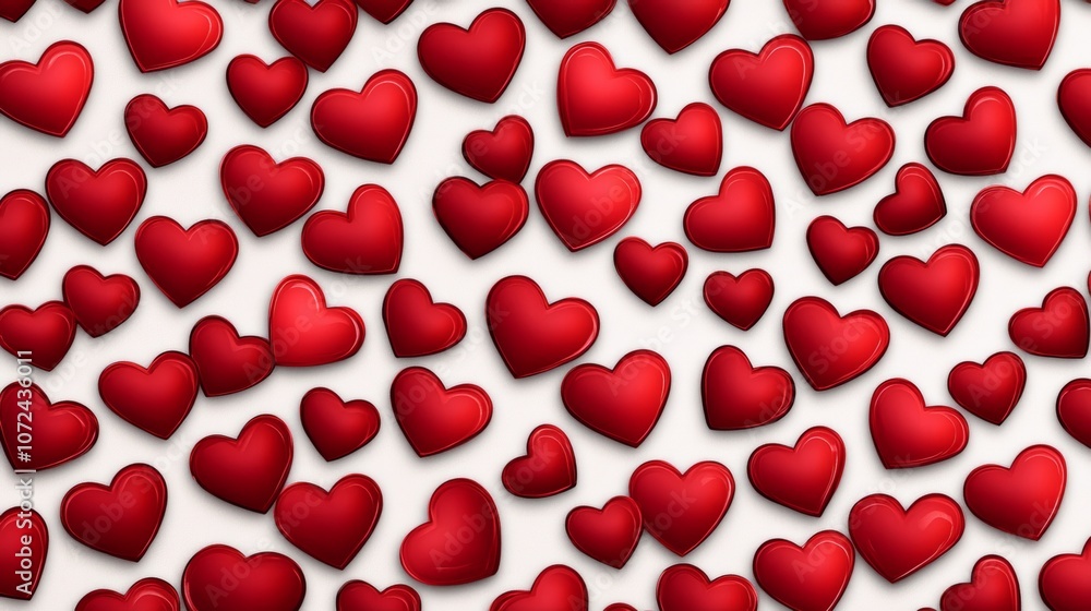 Poster red heart pattern is shown on a white background. the hearts are arranged in a way that they are ove