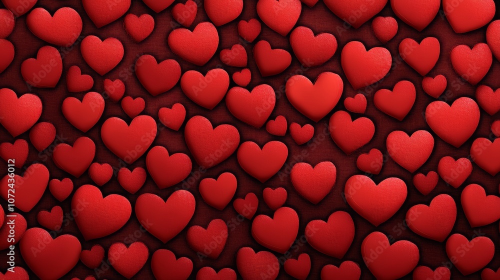 Aufkleber red background with many red hearts scattered throughout. the hearts are all different sizes and are