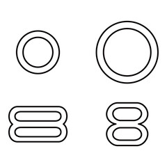 Lingerie Hardware Icons - O-ring, Buckle Vector Illustration
