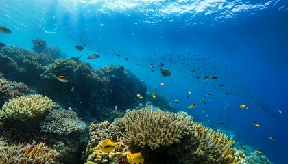 Naklejka premium coral reef and diver