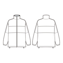 White Zip-up Jacket Mockup: Front and Back Views

