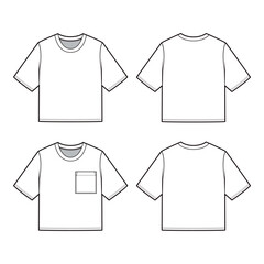 White Crop Top Mockup Set: With and Without Pocket

