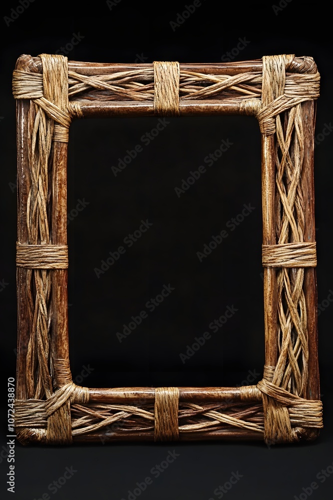 Poster a woven frame with basket weave patterns around the edges