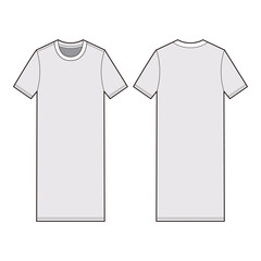 T-Shirt Dress Technical Drawing, Front and Back View

