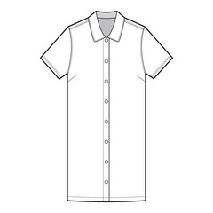 Short Sleeve Button-Down Shirt Dress Front View Template for Fashion Design

