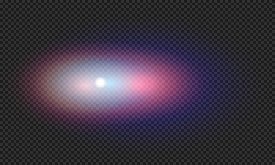 Set of light effects, rays of light, colored lines, glow, Glowing isolated effects on a transparent background. Flashes of light, colorful stars, starry sky.