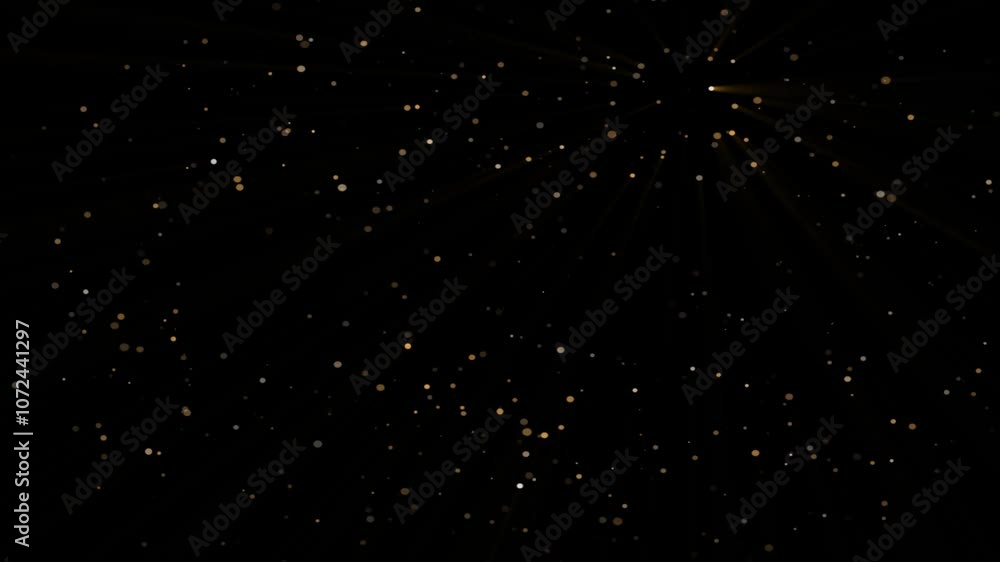 Wall mural golden glitter holiday flight background 4k loop features glitter or particles floating toward the v