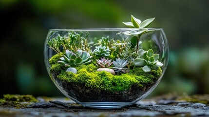 Succulent Terrarium in Glass Bowl