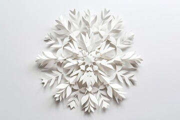 Elegant minimalist Christmas card with a snowflake border, soft shadows, clean and modern white background
