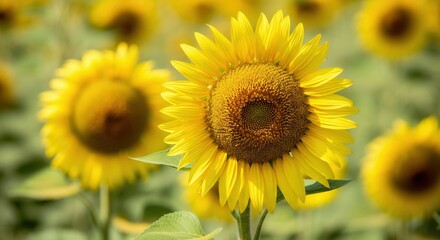 Vibrant sunflower field on sunny day