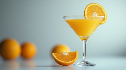 Refreshing orange cocktail garnished with citrus slices on a minimalist backdrop perfect for summer gatherings