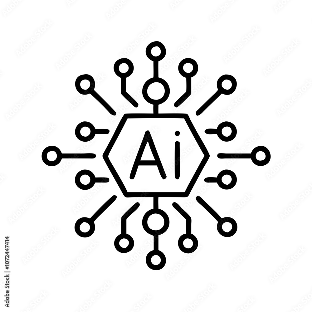 Poster ai symbol icon illustrating artificial intelligence and technology integration