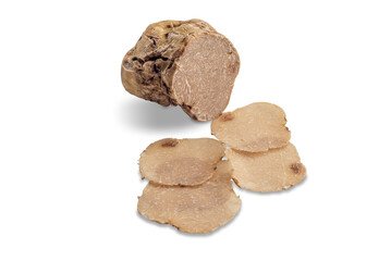 White truffle of Alba, sliced white truffle isolated