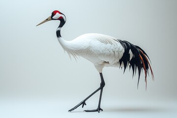 Obraz premium Elegant red-crowned crane against minimalist background