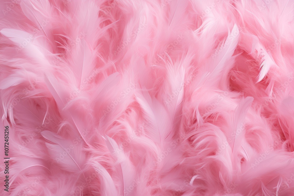 Poster abstract close-up view of delicate pink feathers creating a fluffy texture