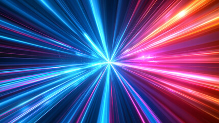 Obraz premium Abstract Speed Lines Futuristic Neon Light Dynamic Energy Technology Background