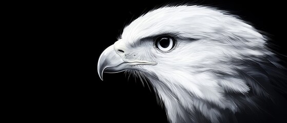  A close up of an eagle's head on a black background