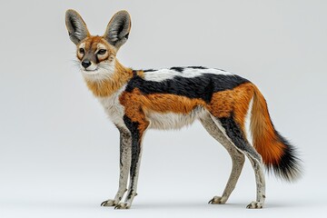 Obraz premium Detailed portrait of a bat-eared fox against a neutral background